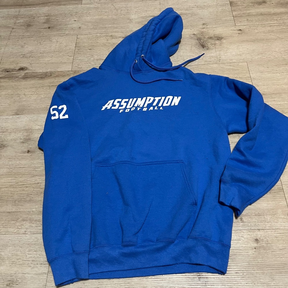 Assumption Football Hoodie Sweatshirt Mens‎ Medium Blue Worcester NCAA